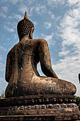 Thailand, Old Sukhothai - Wat Mahathat, detail of the Buddha statue of the bot. 